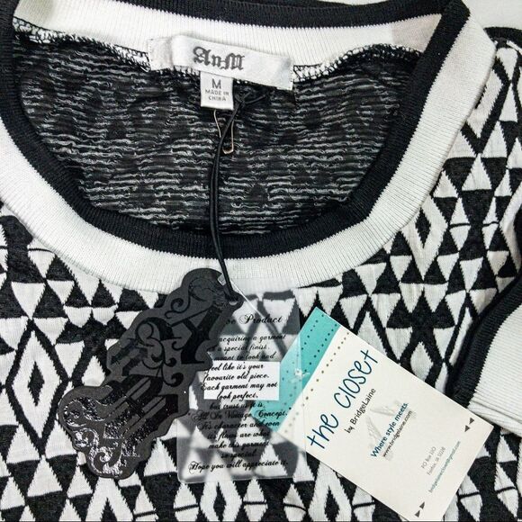 NWT AnM Geo Knit Cropped Top Sz M - Picture 7 of 12